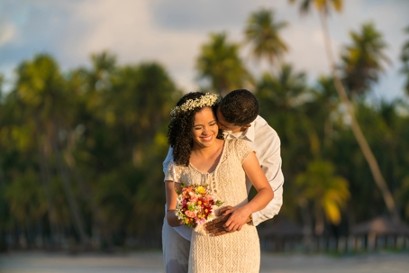 couple on the beach on their wedding day
